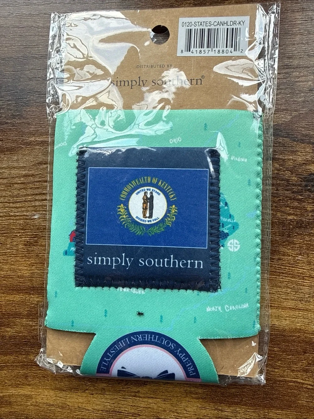 Simply Southern Kentucky Koozie. Simply Huggiez. Green W/ KY State & City. NWT.